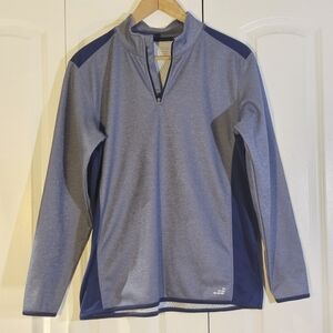Academy Sports Men's Fleece 1/4 Zip Pullover M Blue Heather Mist Resist Layering